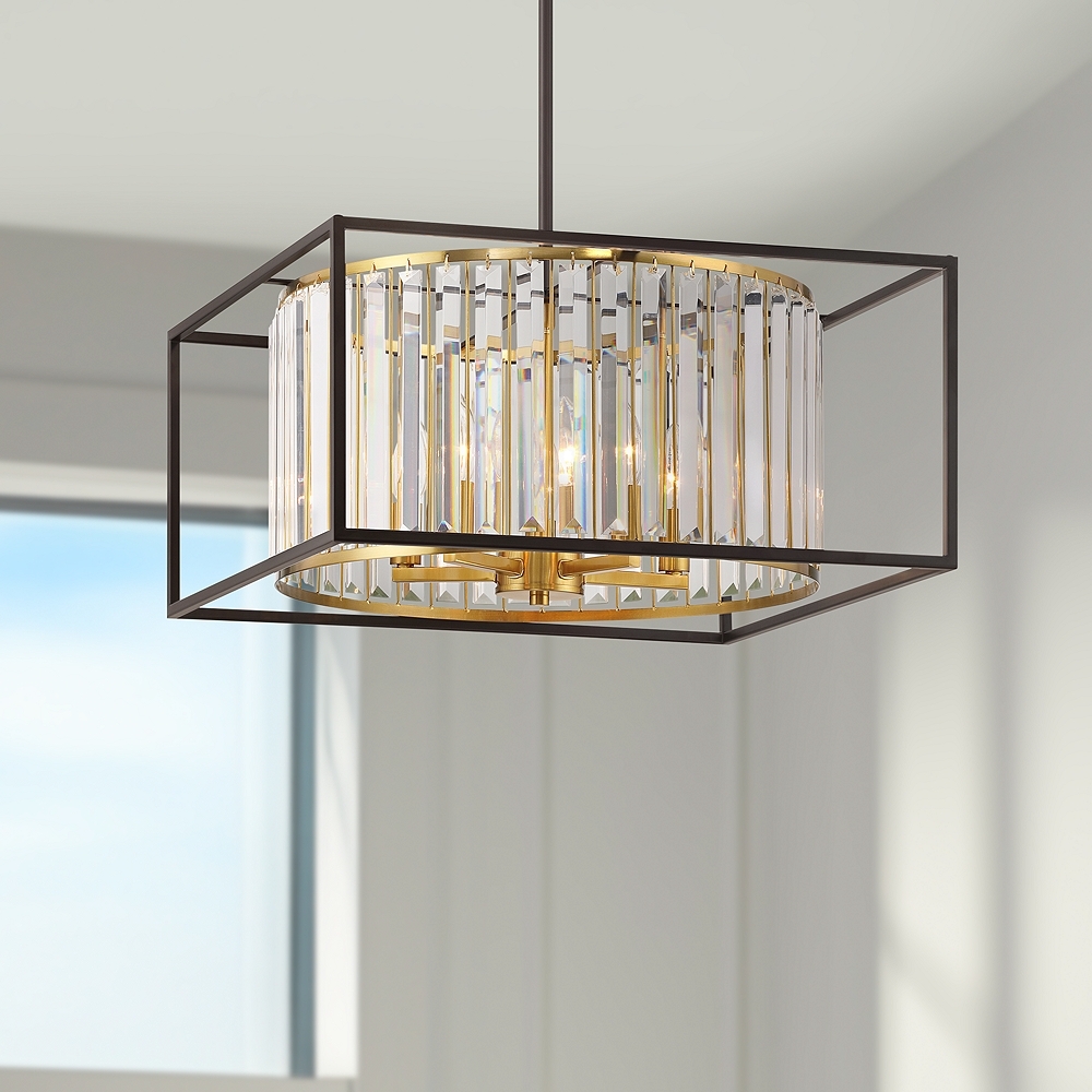 Possini Euro Milne 20"W Bronze and Burnished Brass 5-Light Pendant - Image 0