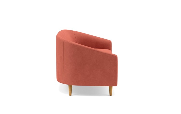 Tegan Loveseats with Pink Coral Fabric and Natural Oak legs - Image 2