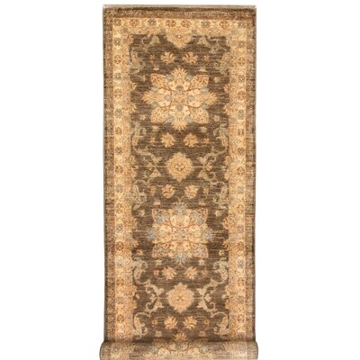 One-of-a-Kind Chritopher Hand-Knotted New Age Oushak Brown 2'6" x 7'9" Runner Wool Area Rug - Image 0
