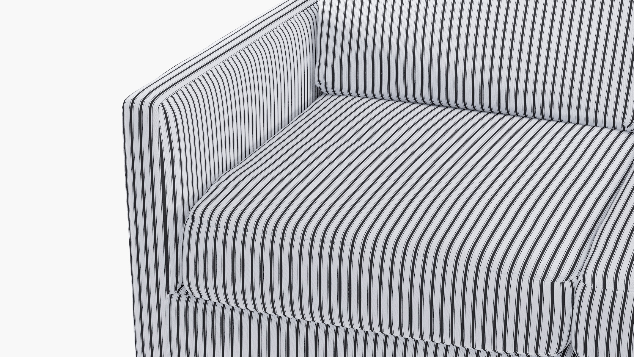 Modern Sofa, Black Classic Ticking Stripe, Chrome - Image 4