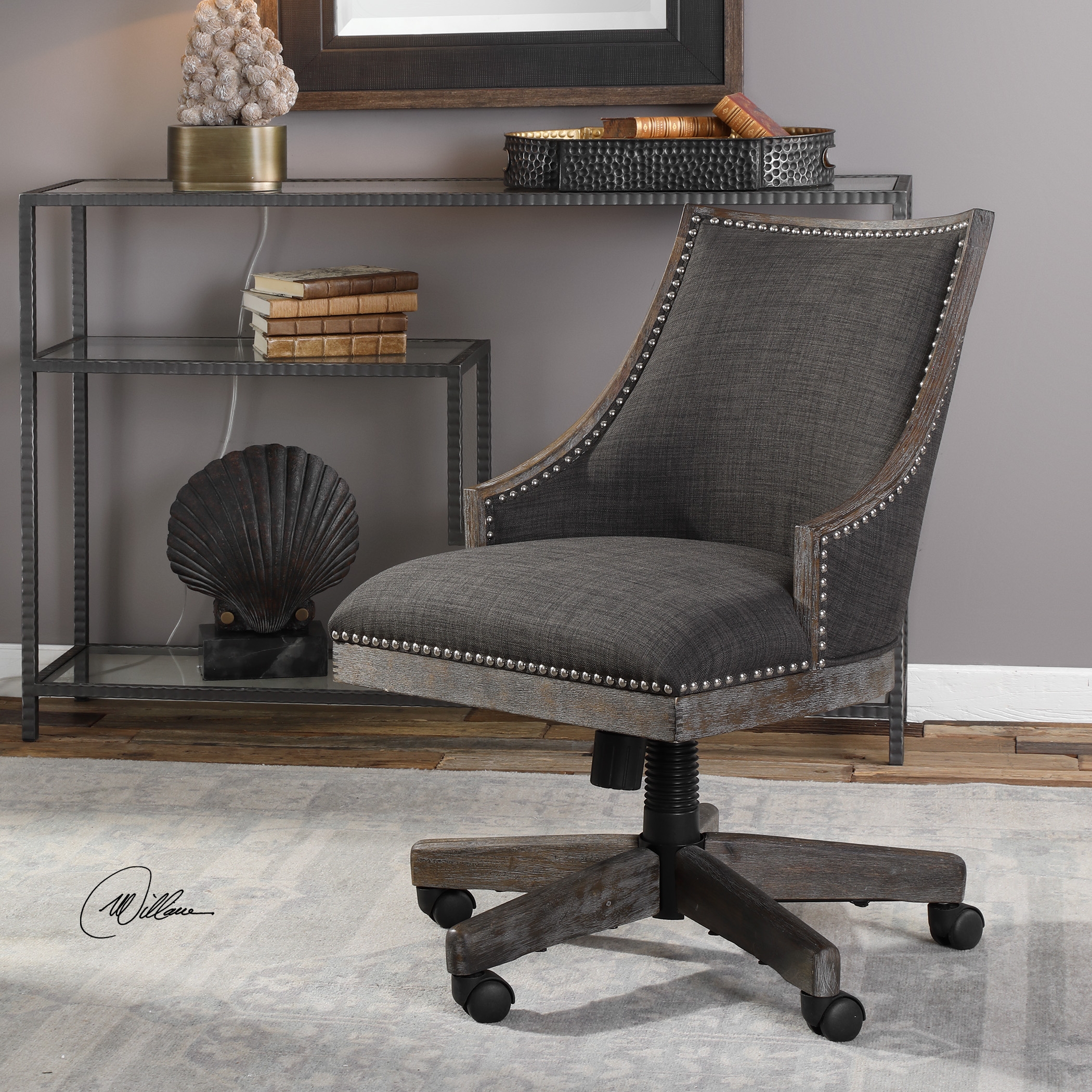 Aidrian Charcoal Desk Chair - Image 1