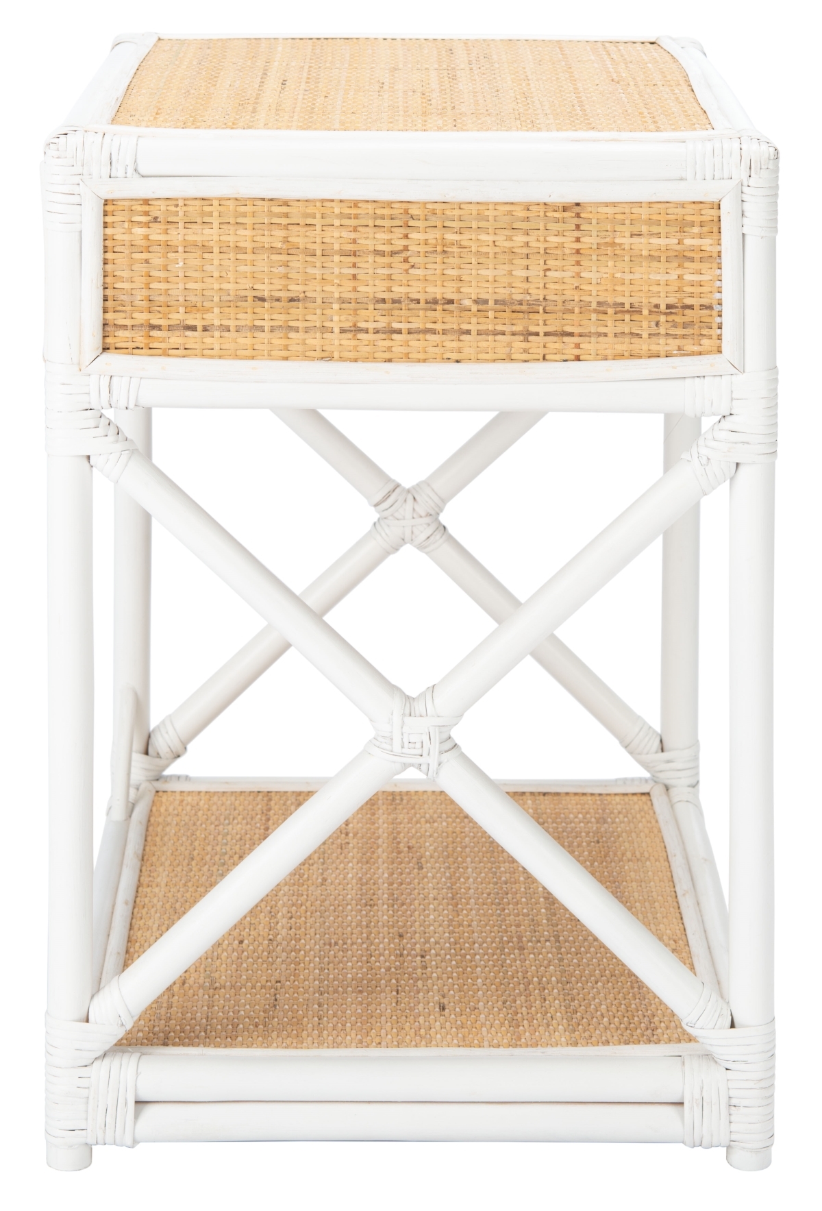 Bali 1 Drawer 1 Shelf Nightstand - White / Natural - Safavieh - Image 4