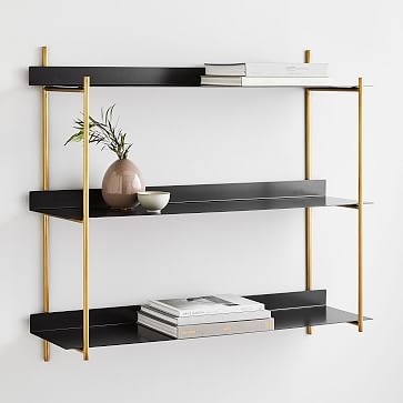 Floating Lines Shelves, Two Tier Wide, Metal, White - Image 2