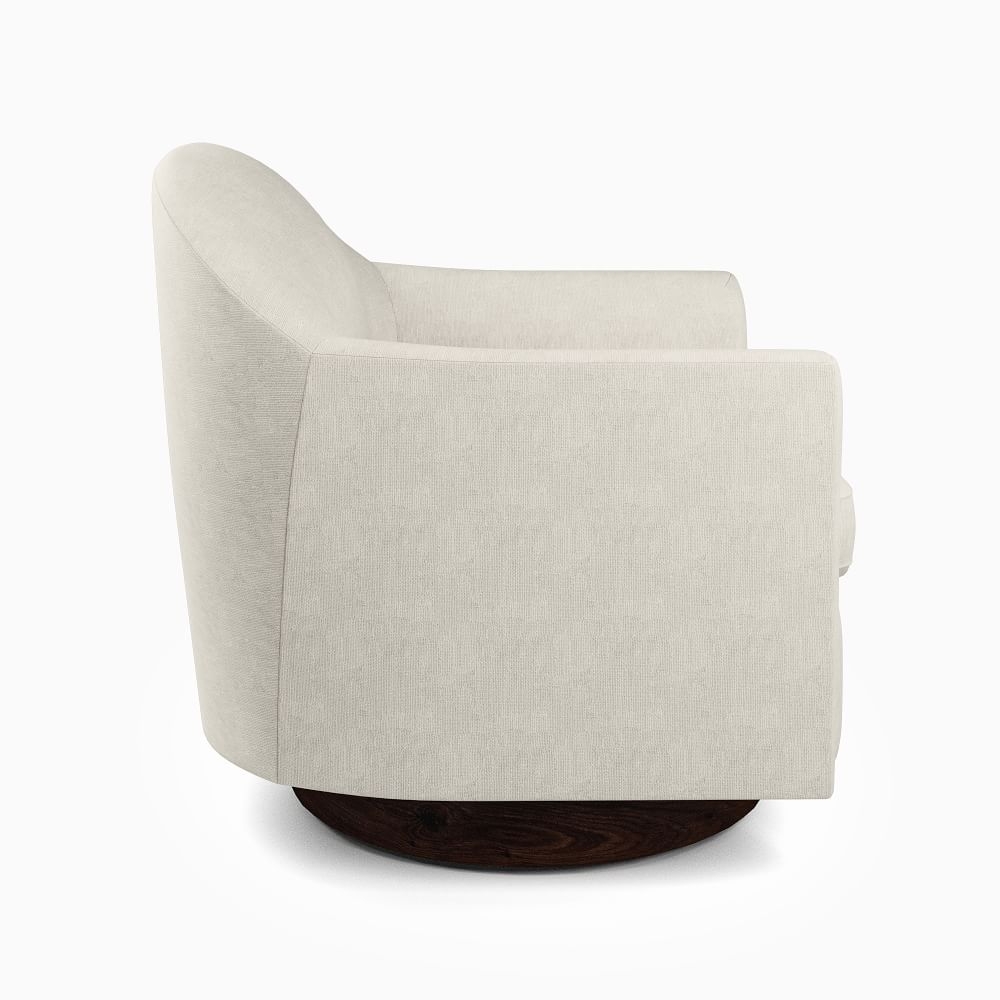Open Box: Haven Swivel Chair, Poly, Performance Coastal Linen, Graphite, Dark Walnut - Image 3