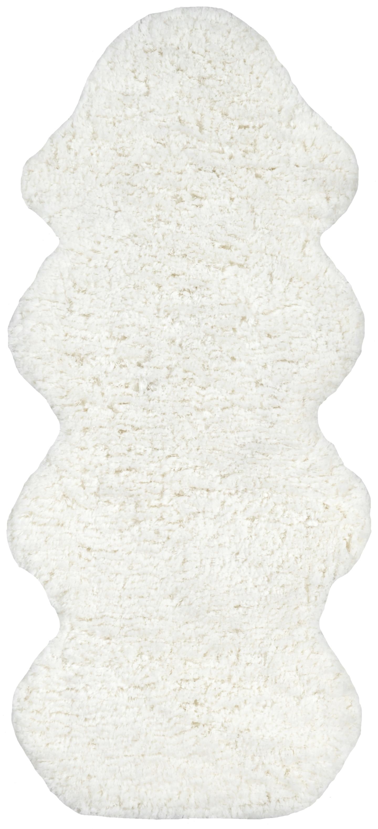 Hand Tufted One & a Half Piece Faux Sheepskin Rug, 2' x 4'5" - Image 0