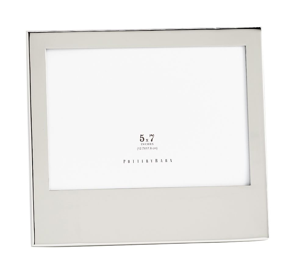 Modern Silver Personalized Wide-Base Frame, Horizontal, 5" x 7" - Image 0