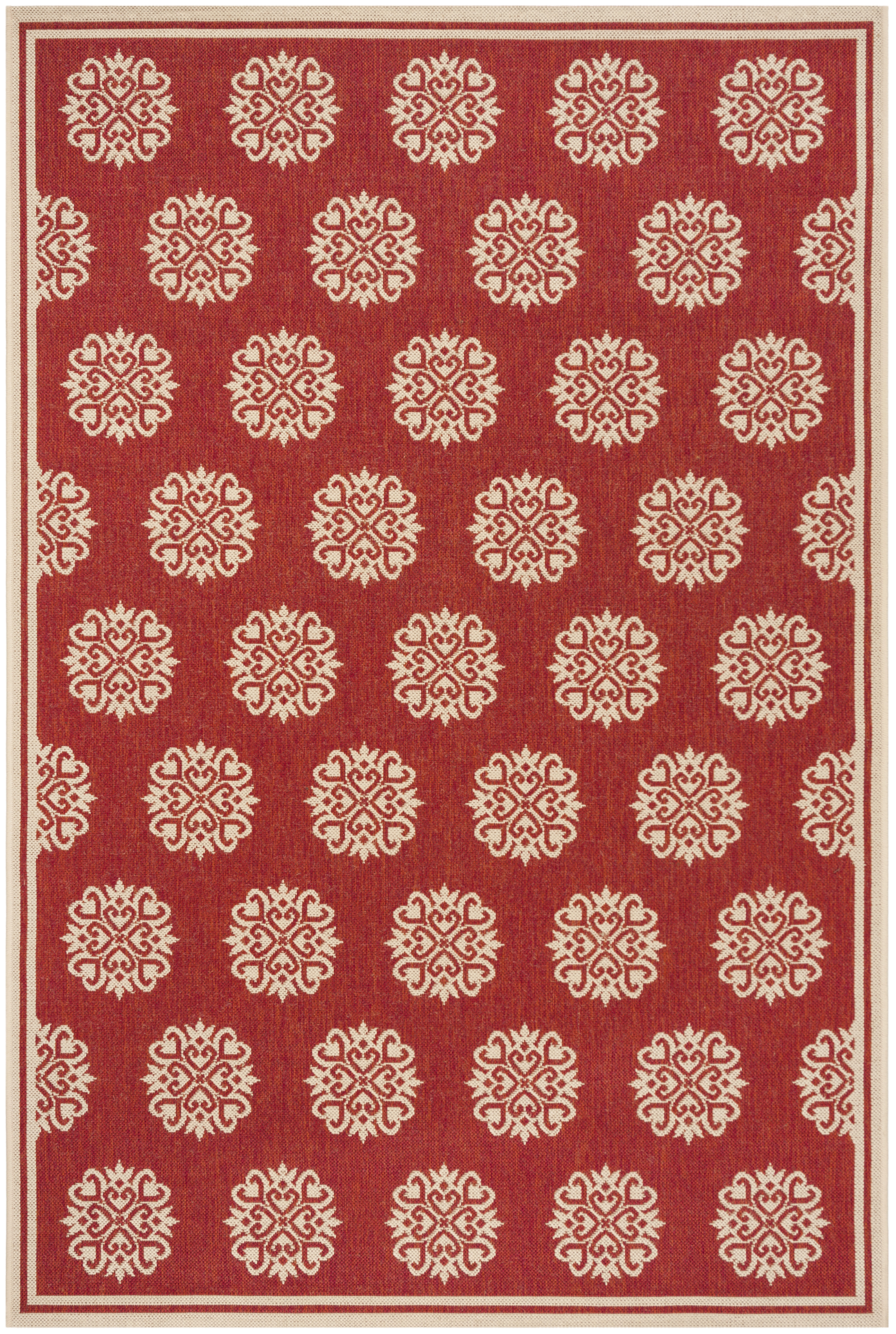 Arlo Home Indoor/Outdoor Woven Area Rug, LND181Q, Red/Cream,  5' 1" X 7' 6" - Image 0