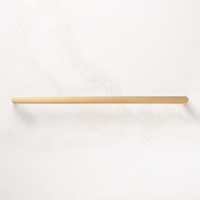 Curveaux Scored Brushed Brass Cabinet Handle 12'' - Image 0