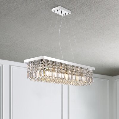 Bertu Modern Raindrop Rectangular Crystal Chandelier For Dining Room Kitchen Island - Image 0