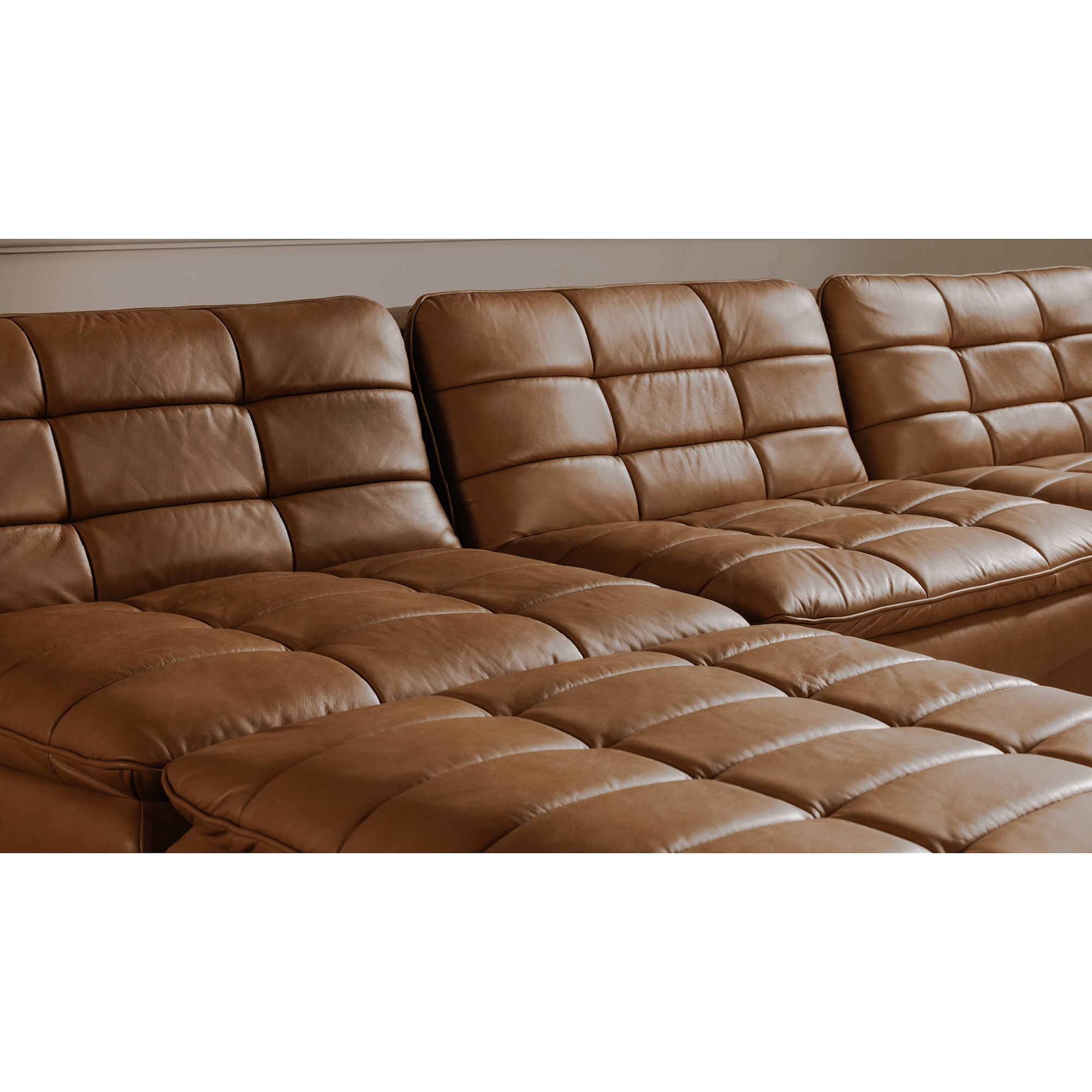 Lino Lounge Modular Sectional Tan Leather - Image 8