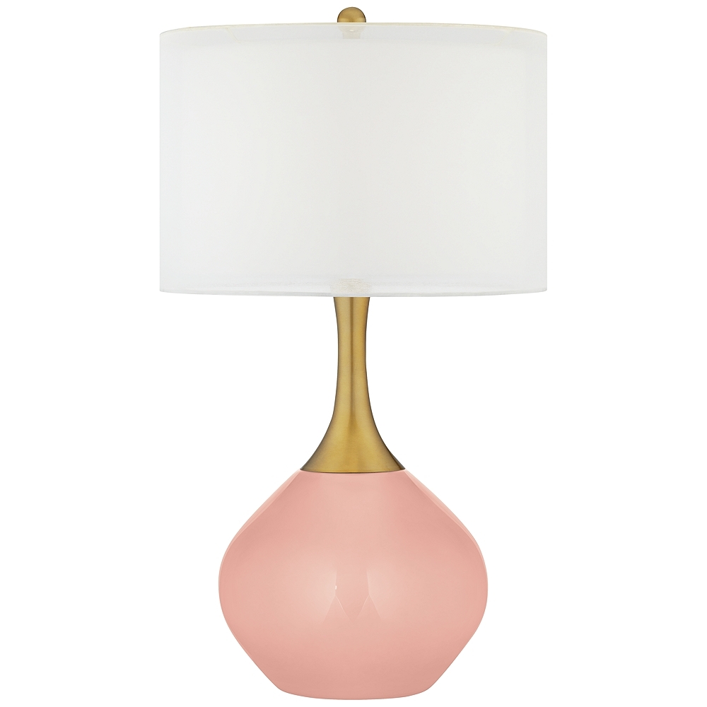 Color Plus Nickki Brass 30 1/2" High Rustique Pink Modern Table Lamp - Image 0