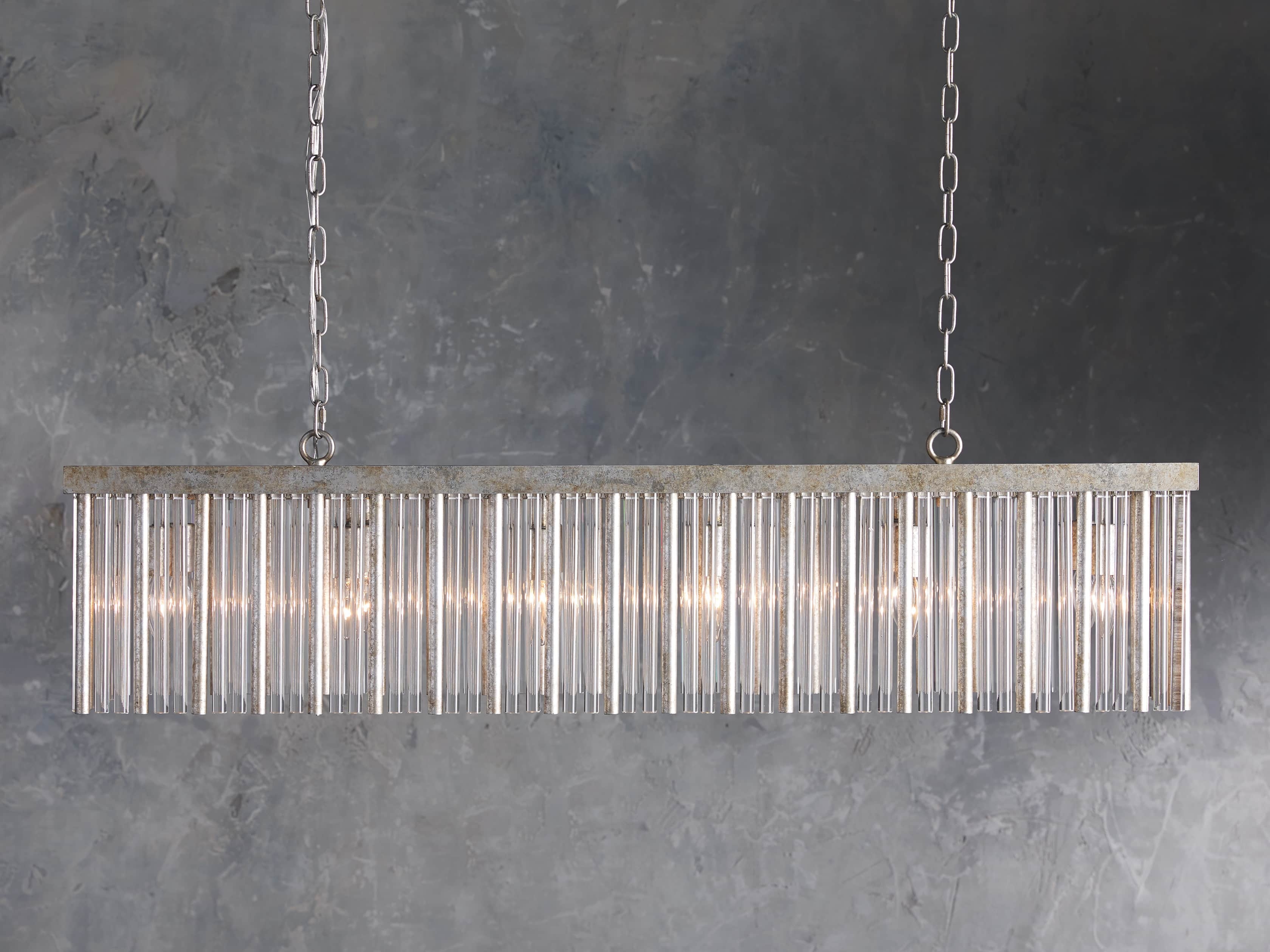 Andalucia Rectangular Chandelier in Metal 48" Silver - Image 0