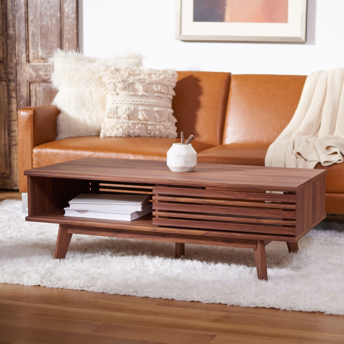 Rori 2 Door Coffee Table - Walnut - Safavieh - Image 1