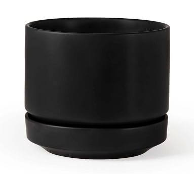 Modern Black Ceramic Planter, 6" - Image 3