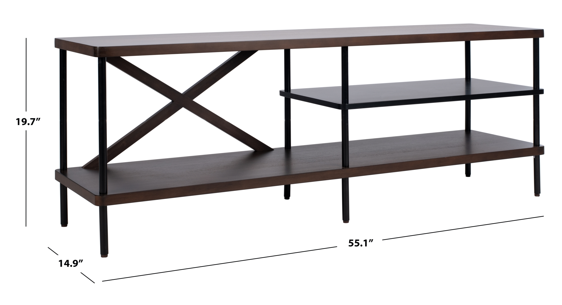 Bruno Industrial Media Stand - Walnut / Black - Safavieh - Image 7