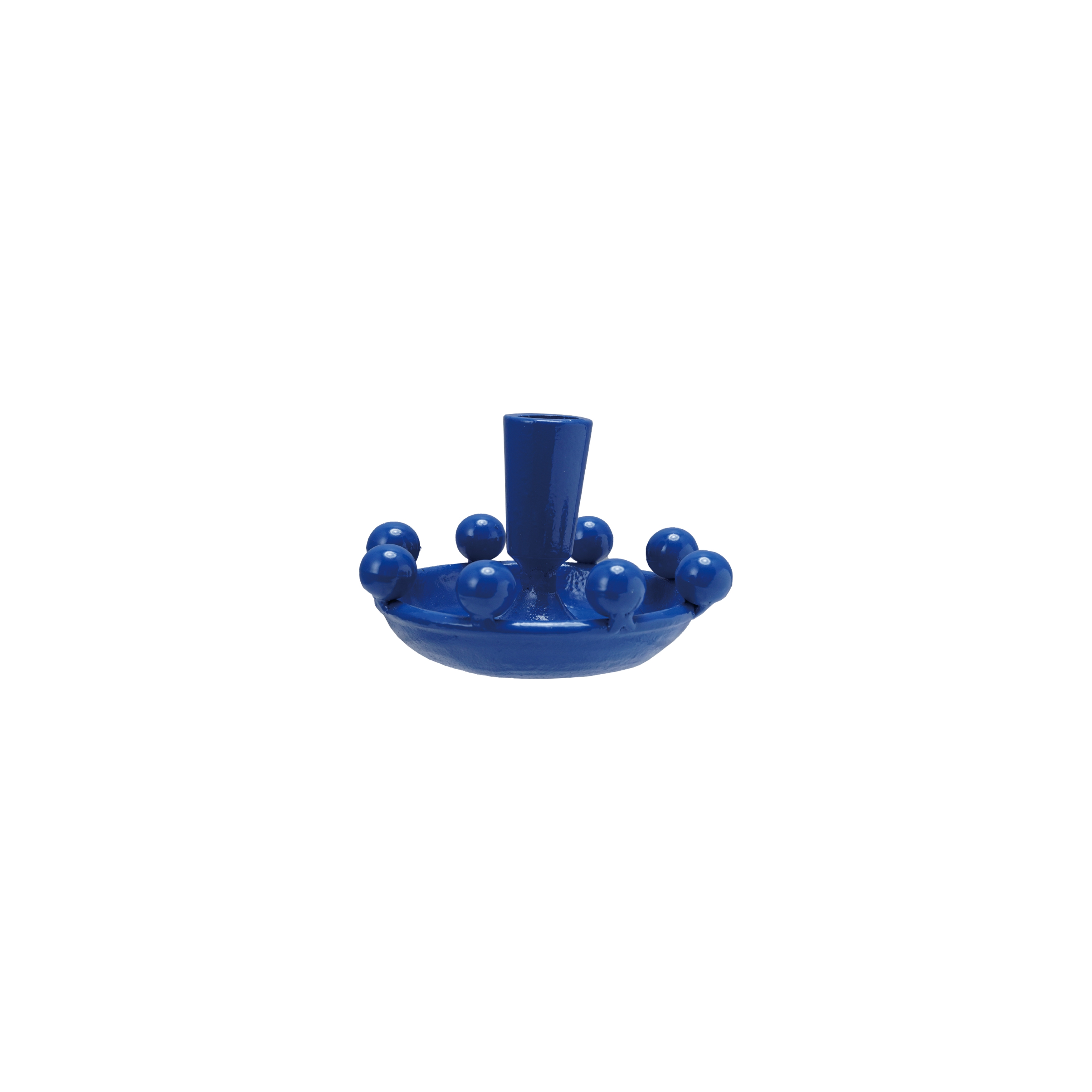 Cast Metal Taper Holder with Orbs, Blue - Image 0