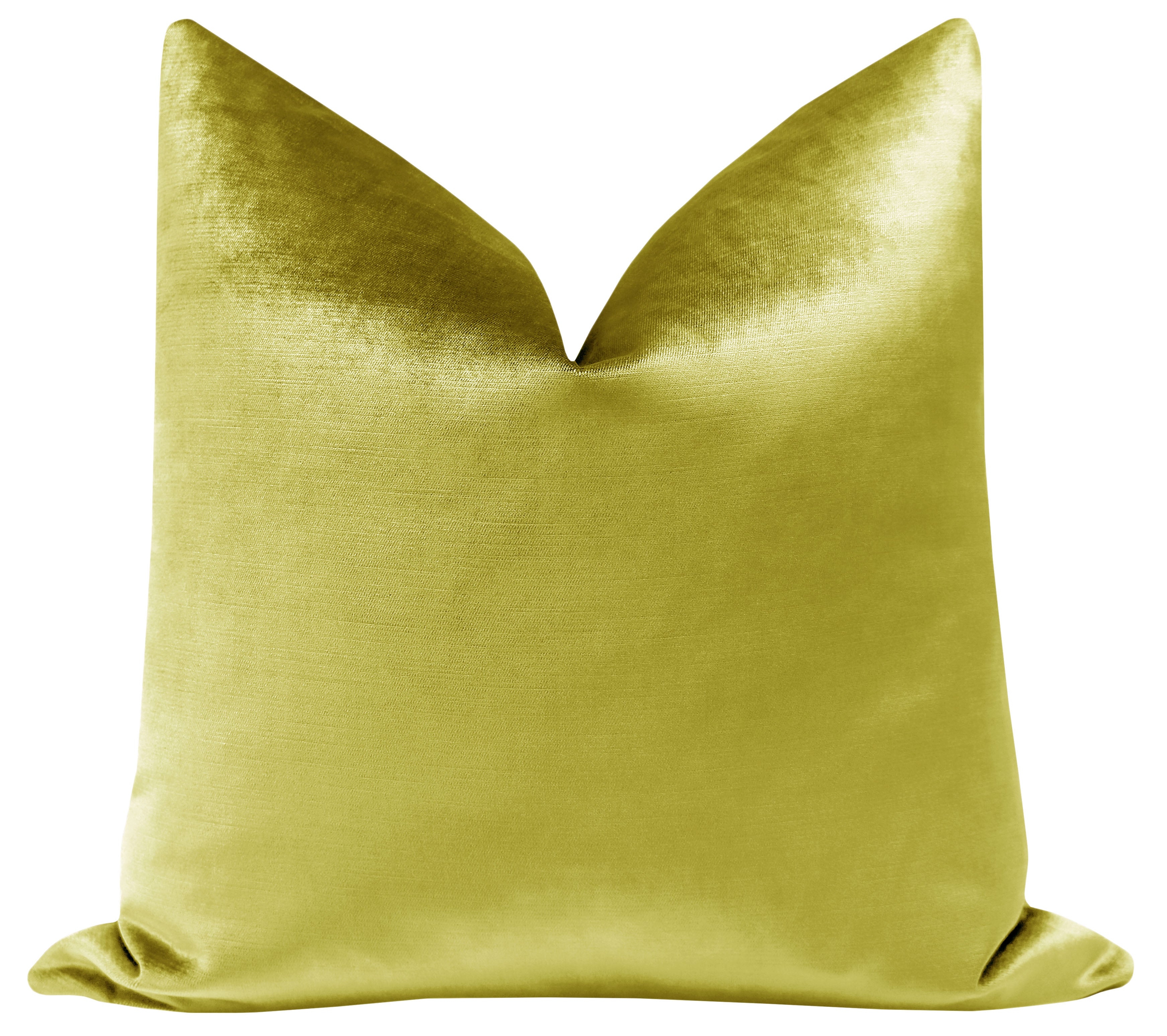 FINAL SALE : 18" X 18" FAUX SILK VELVET // CHARTREUSE PILLOW COVER - 18" X 18" - Image 0