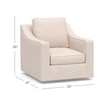 Cameron Slope Arm Upholstered Deep Seat Swivel Armchair, Polyester Wrapped Cushions, Performance Heathered Basketweave Dove - Image 1