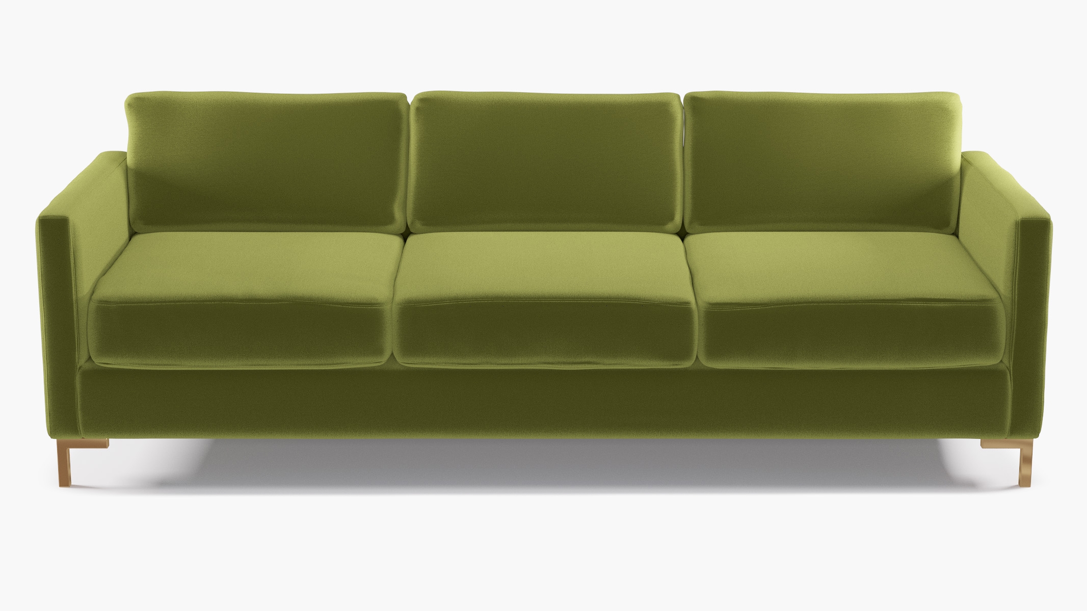 Modern Sofa, Sage Performance Velvet, Brass L Leg - Image 0