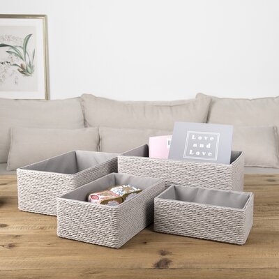 Stackable Woven Basket Paper Rope Bin Set Of 4 - Image 0