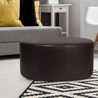 36" Faux Leather Round Solid Color Cocktail Ottoman - Image 0