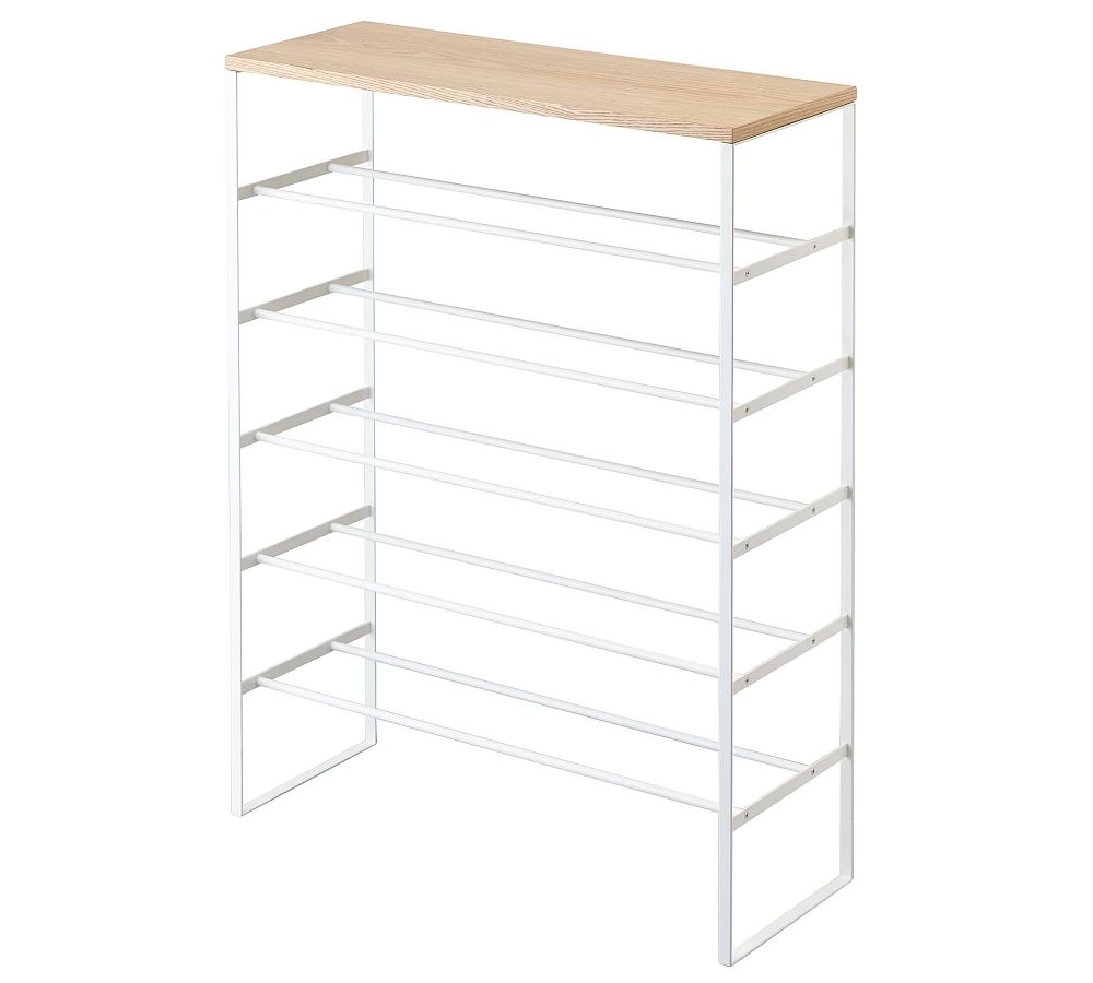 Tower 6-Tier Wood Top Shoe Rack, White - Image 0