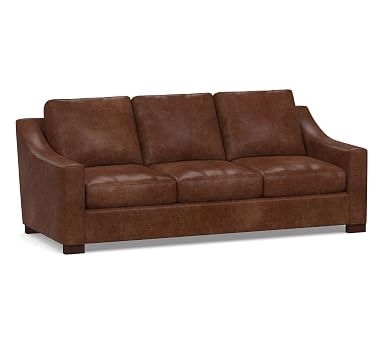 Turner Slope Arm Leather Sofa 3-Seater 85.5", Down Blend Wrapped Cushions, Statesville Molasses - Image 0