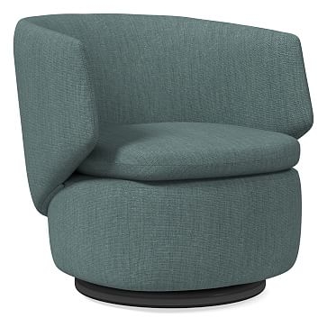 Crescent Swivel Chair, Poly , Basket Slub, Ocean, Concealed Supports - Image 0