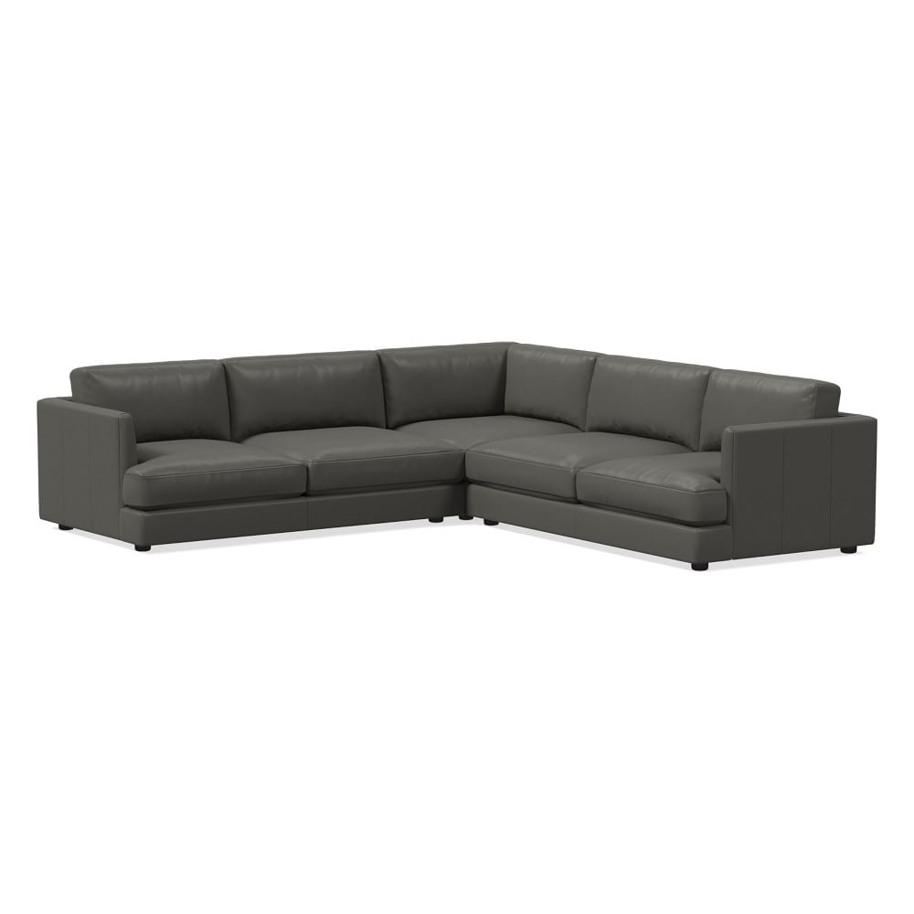 Haven 106" Multi Seat 3-Piece L-Shaped Sectional, Standard Depth, Sierra Leather, Fog - Image 0