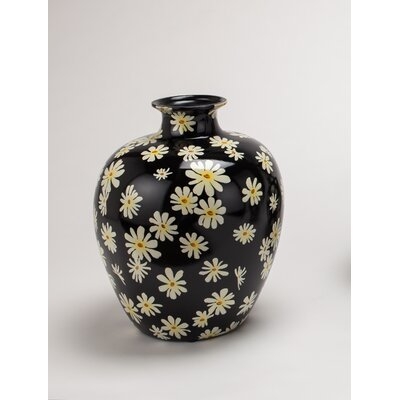 Black/White 14" Porcelain Table Vase - Image 0