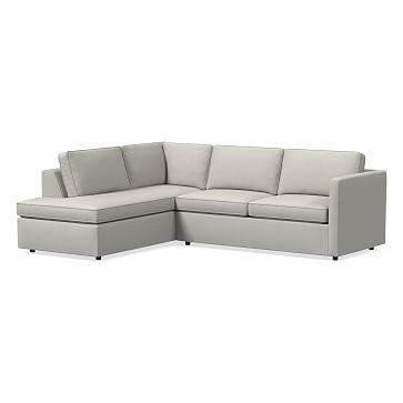Harris 100" Left Multi Seat 2-Piece Bumper Chaise Sectional, Petite Depth, Yarn Dyed Linen Weave, Frost Gray - Image 0