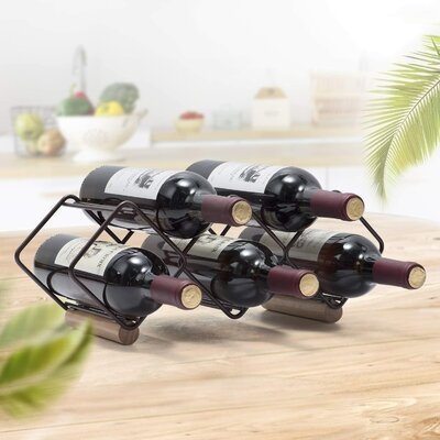 5 Bottle Tabletop Wine Bottle Rack in Black (stackable) - Image 0