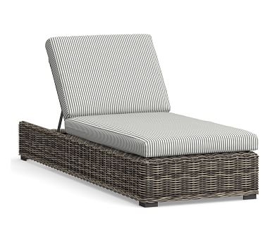Huntington Single Chaise Lounge Cushion Slipcover, Sunbrella(R) Stripe; Bungalow Charcoal - Image 0