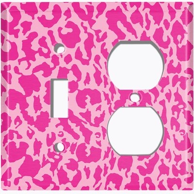 Metal Light Switch Plate Outlet Cover (Pink Leopard Print  - Single Toggle Single Duplex) - Image 0