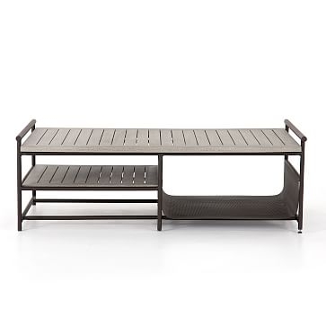 Teak and Aluminum Outdoor Coffee Table, Brown - Image 2