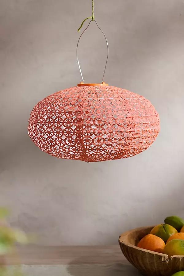 Coral Oval Solar Lantern - Image 0