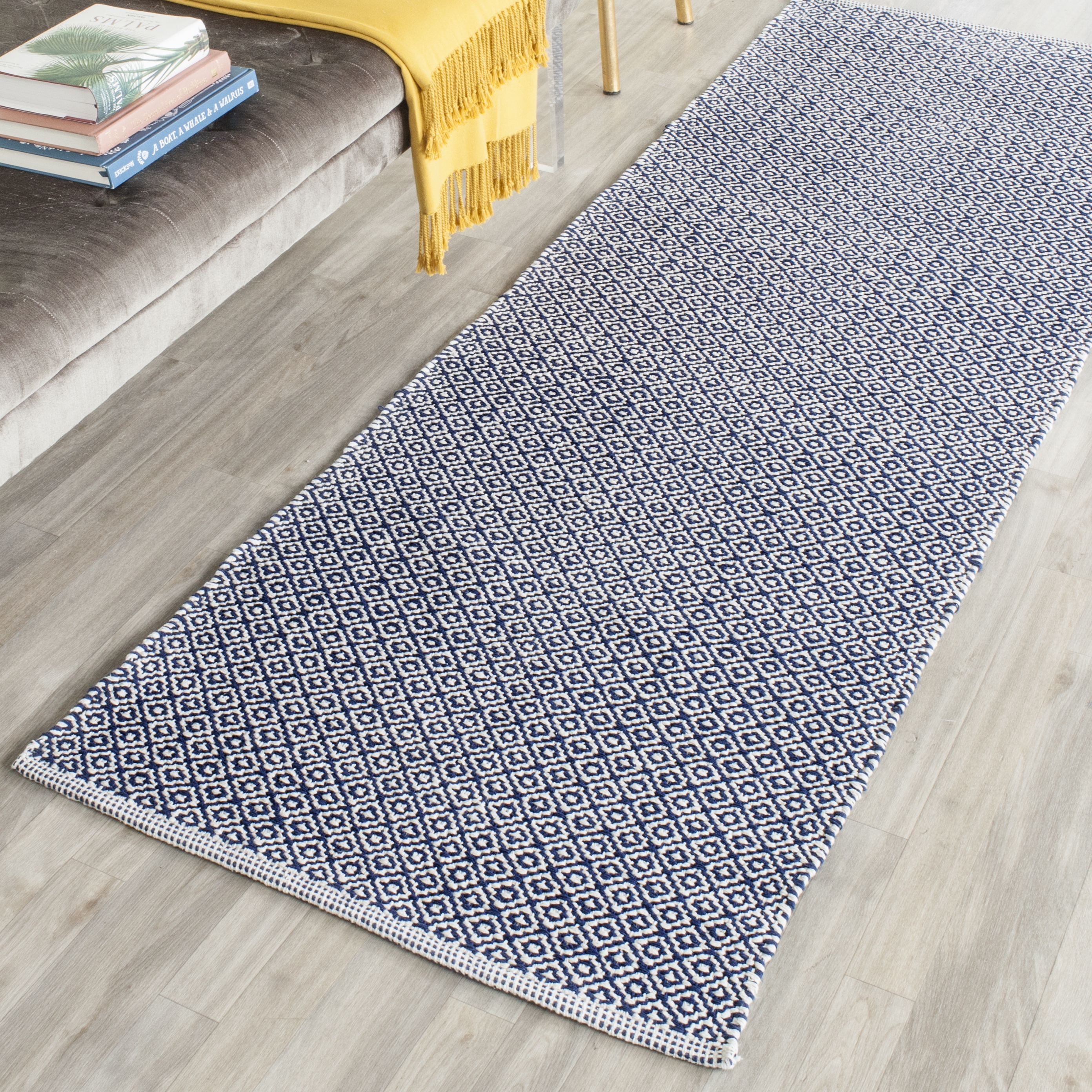 Arlo Home Hand Woven Area Rug, MTK717H, Ivory/Navy,  2' 3" X 7' - Image 1
