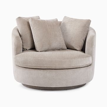 Viv Grand Swivel Chair Poly Dune Distressed Velvet Concealed Support - Image 2