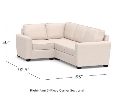 SoMa Fremont Square Arm Upholstered Left Arm 3-Piece Corner Sectional, Polyester Wrapped Cushions, Sunbrella(R) Performance Chenille Fog - Image 3