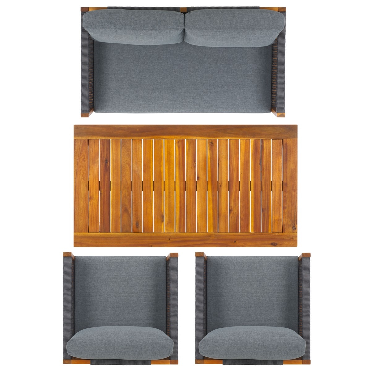 Wilson 4 Pc Living Set - Grey/Grey - Safavieh - Image 6
