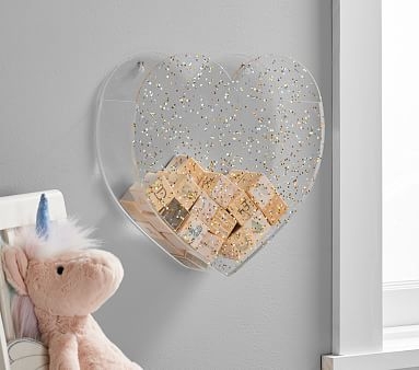 Acrylic Wall Pockets, Glitter Heart - Image 1