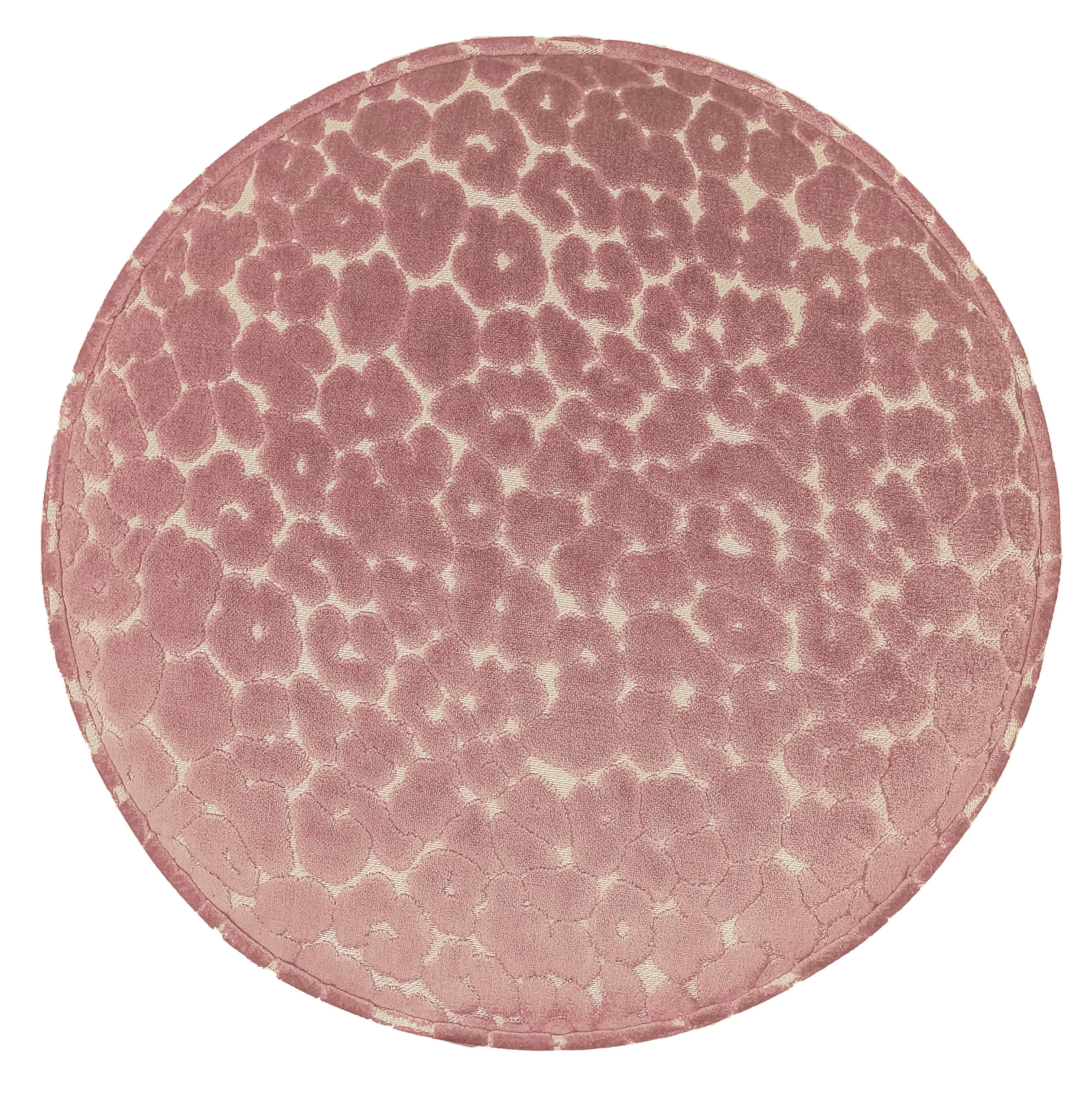 THE TIGHT ROUND OTTOMAN :: LEOPARD CUT VELVET // PINK PEONY - BY THE YARD - Image 3