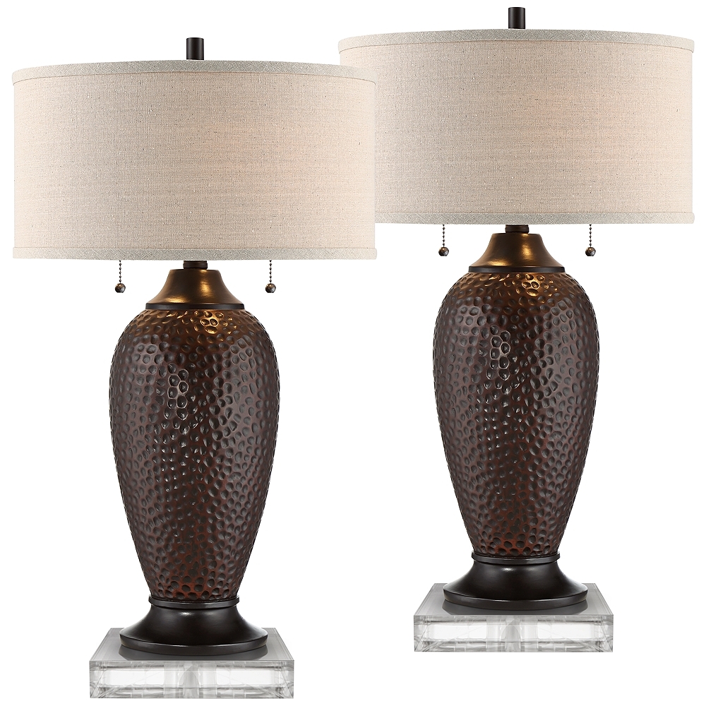360 Lighting Cody 27 1/2" Hammered Bronze Table Lamps with Risers - Image 0
