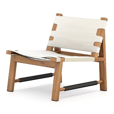 Teak Outdoor Sling Chair,Teak,White - Image 0