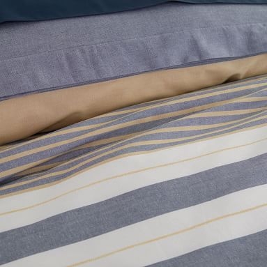 Harbor Stripe Duvet Cover, Twin/Twin XL, Navy/Yellow - Image 1