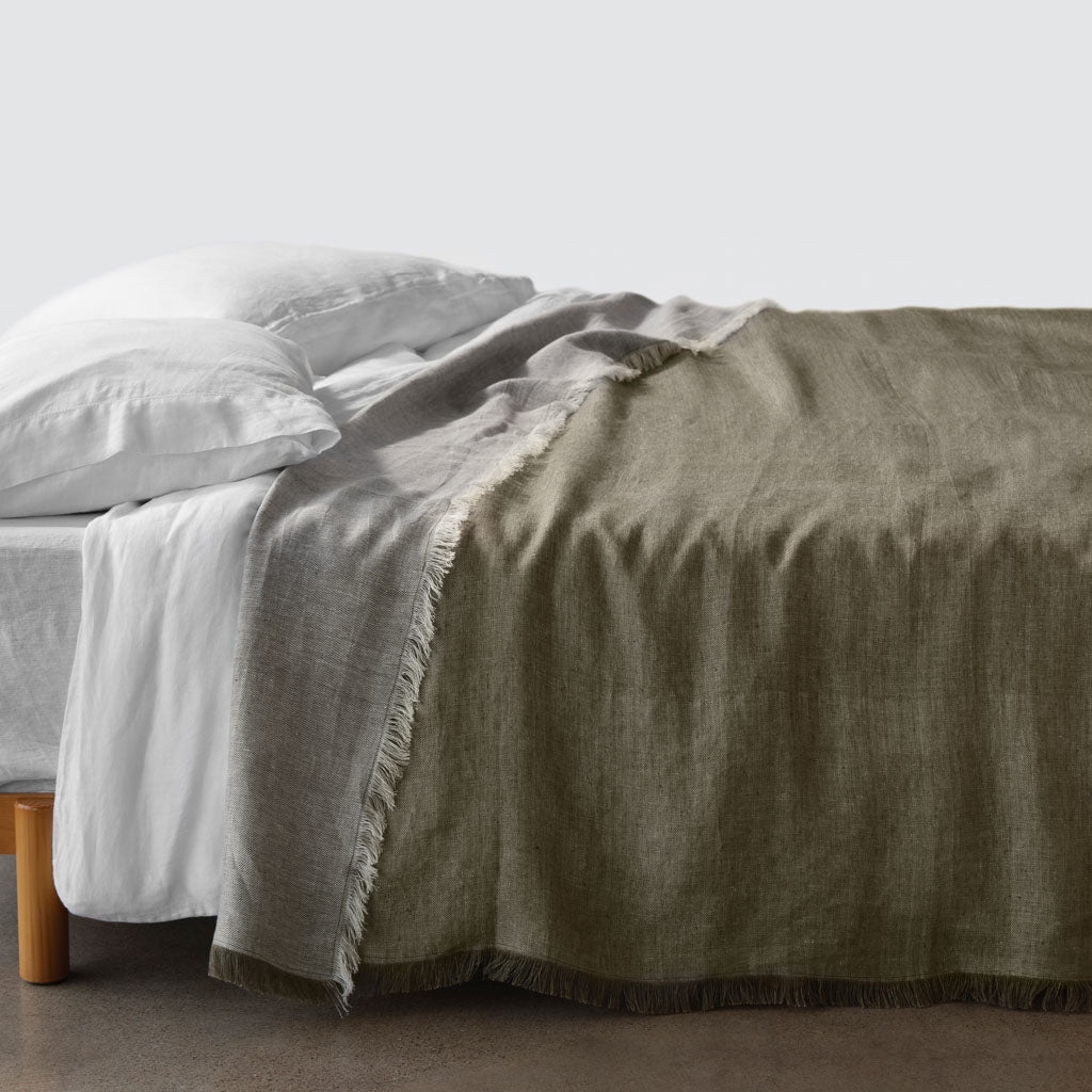 The Citizenry Arya Linen Throw | Olive - Image 1
