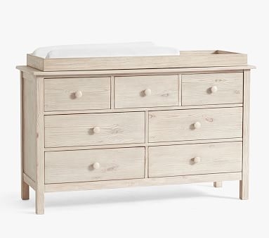 Kendall Extra Wide Nursery Dresser & Topper Set, Weathered White, In-Home Delivery - Image 0