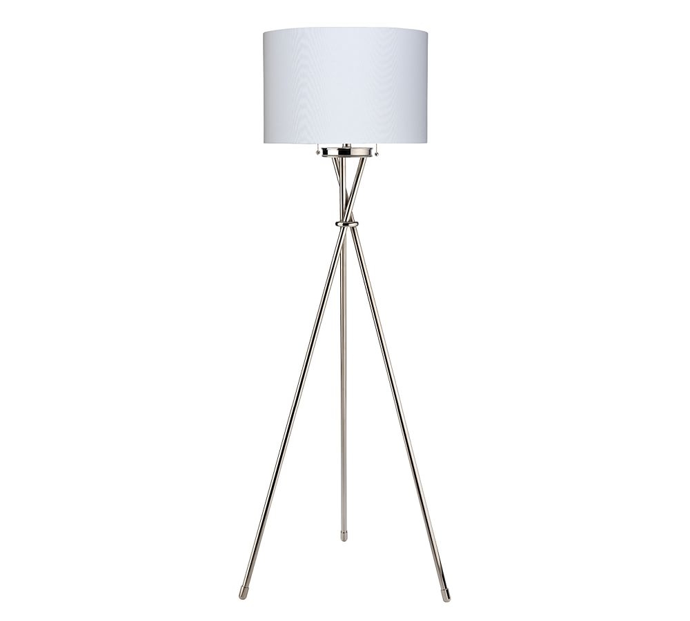 Duarte Metal Tripod Floor Lamp, Nickel - Image 0