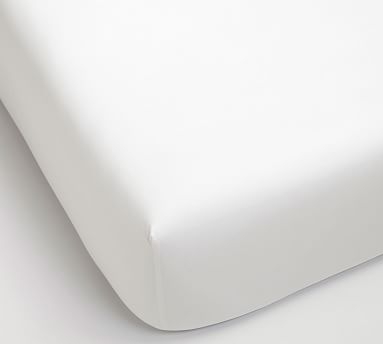 400-Thread-Count Organic Percale Fitted Sheet, Twin/Twin XL, White - Image 0