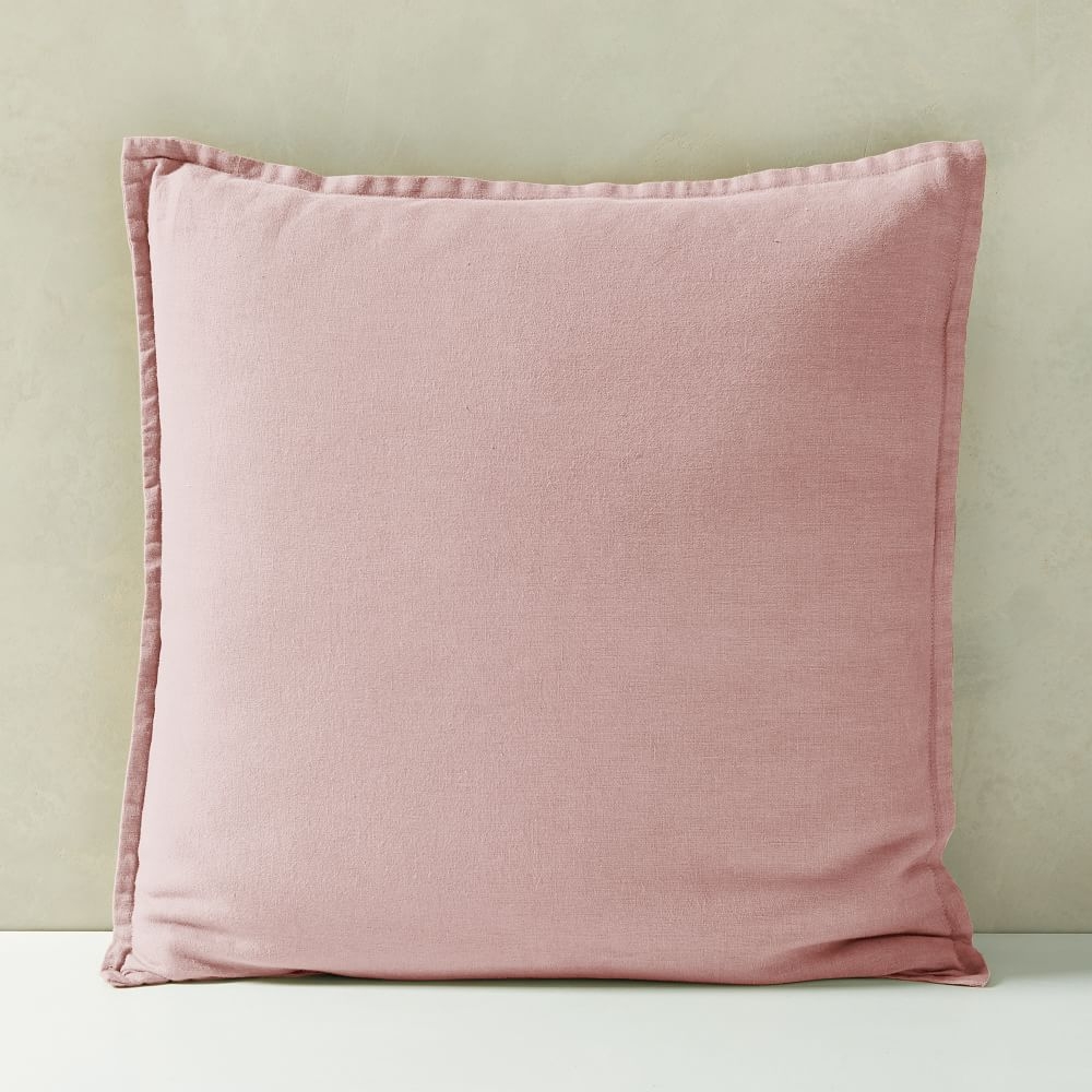 European Flax Linen Pillow Cover, 20"x20", Adobe Rose - Image 0